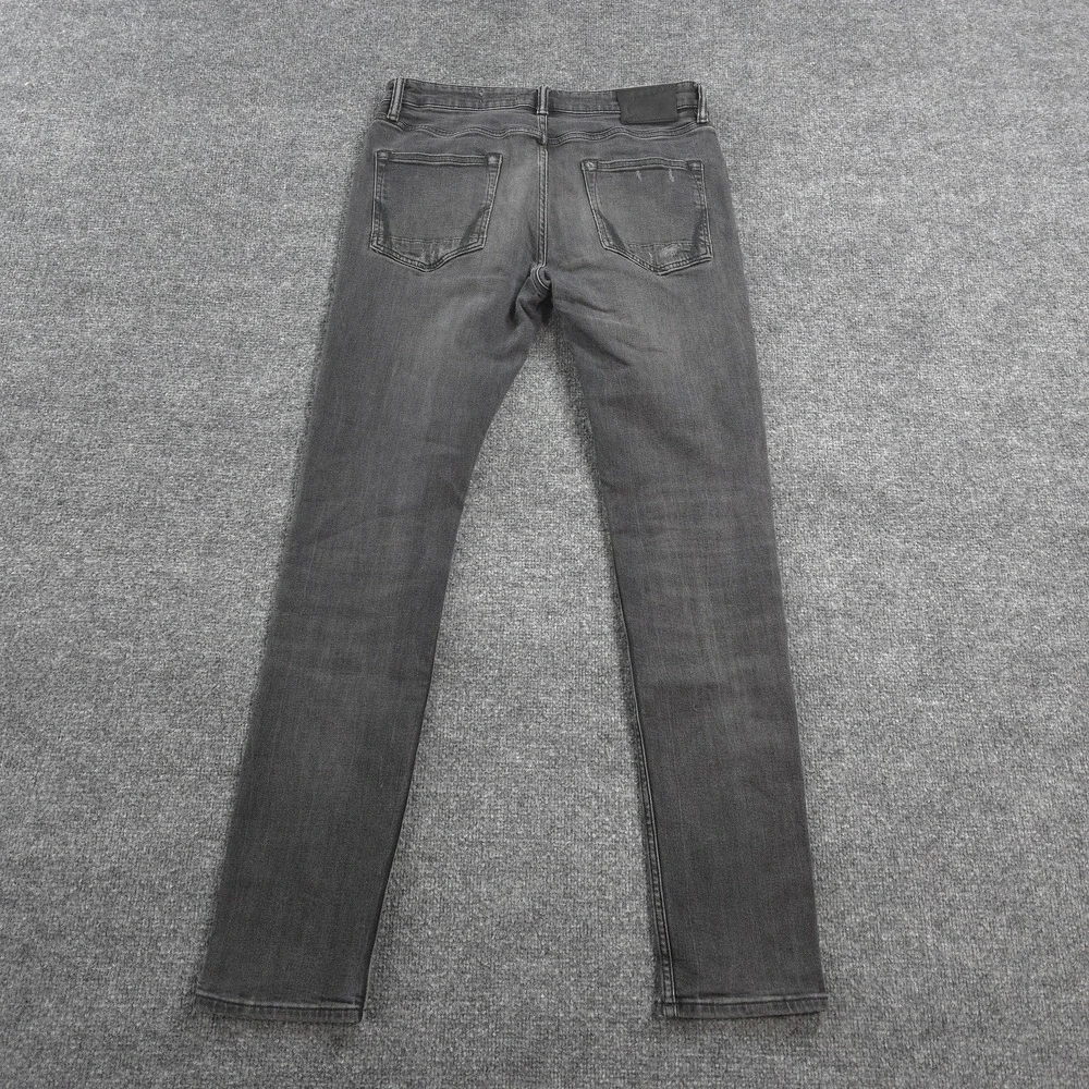 AllSaints Jeans Mens 32x33 Black Rex Skinny Slim Stretch Denim Distressed